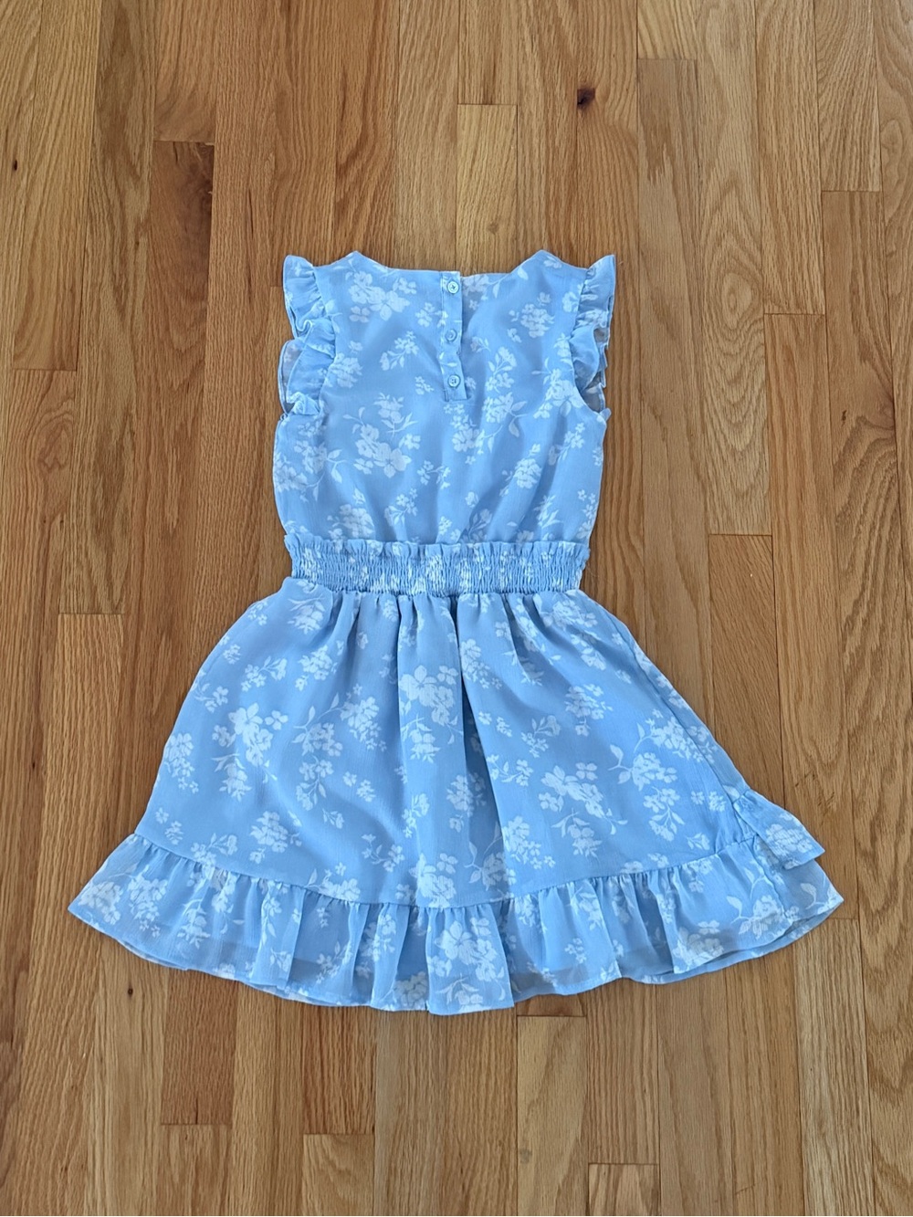 Cat & Jack Girls Blue Floral Ruffle Dress, Size Medium (8) - Picture 4 of 6